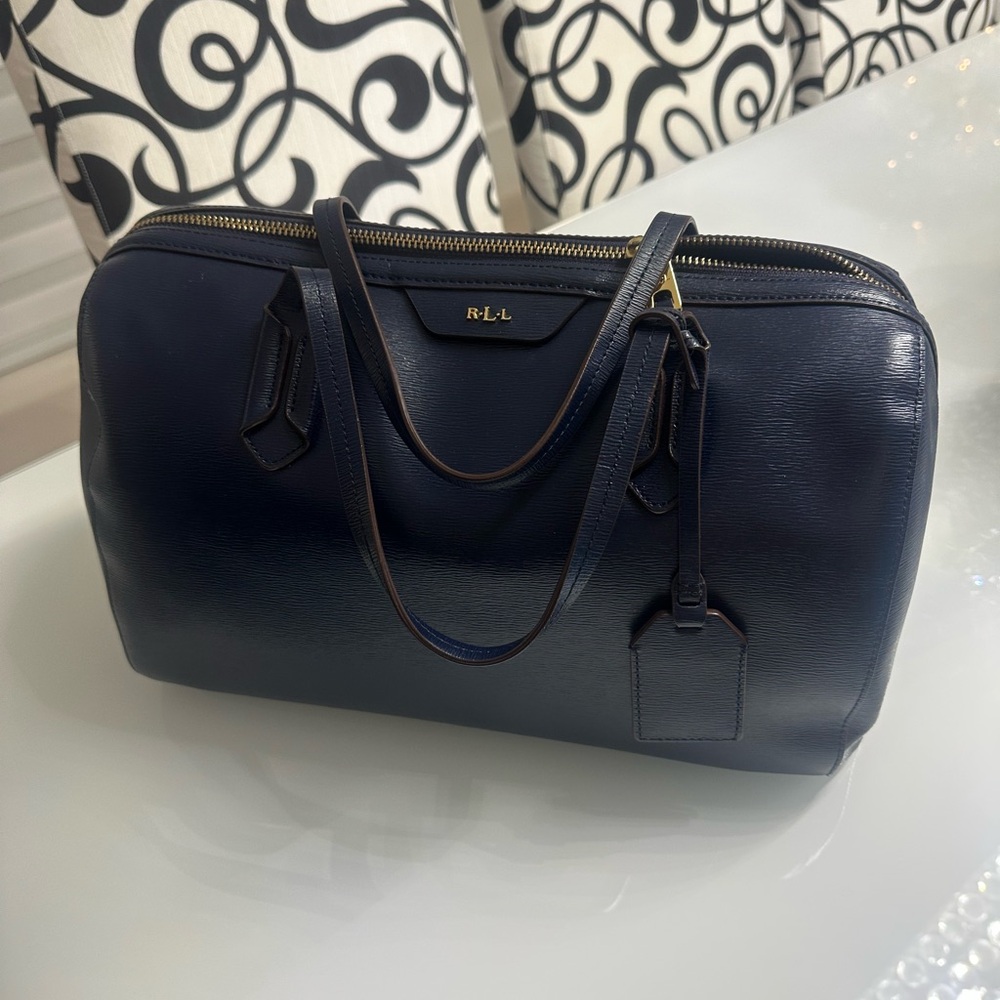 Navy Blue Ralph Lauren Leather Purse